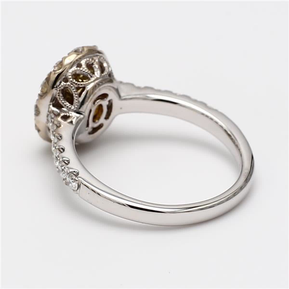 GIA Certified Natural Yellow Oval and White Diamond 1.83 Carat TW Gold Ring