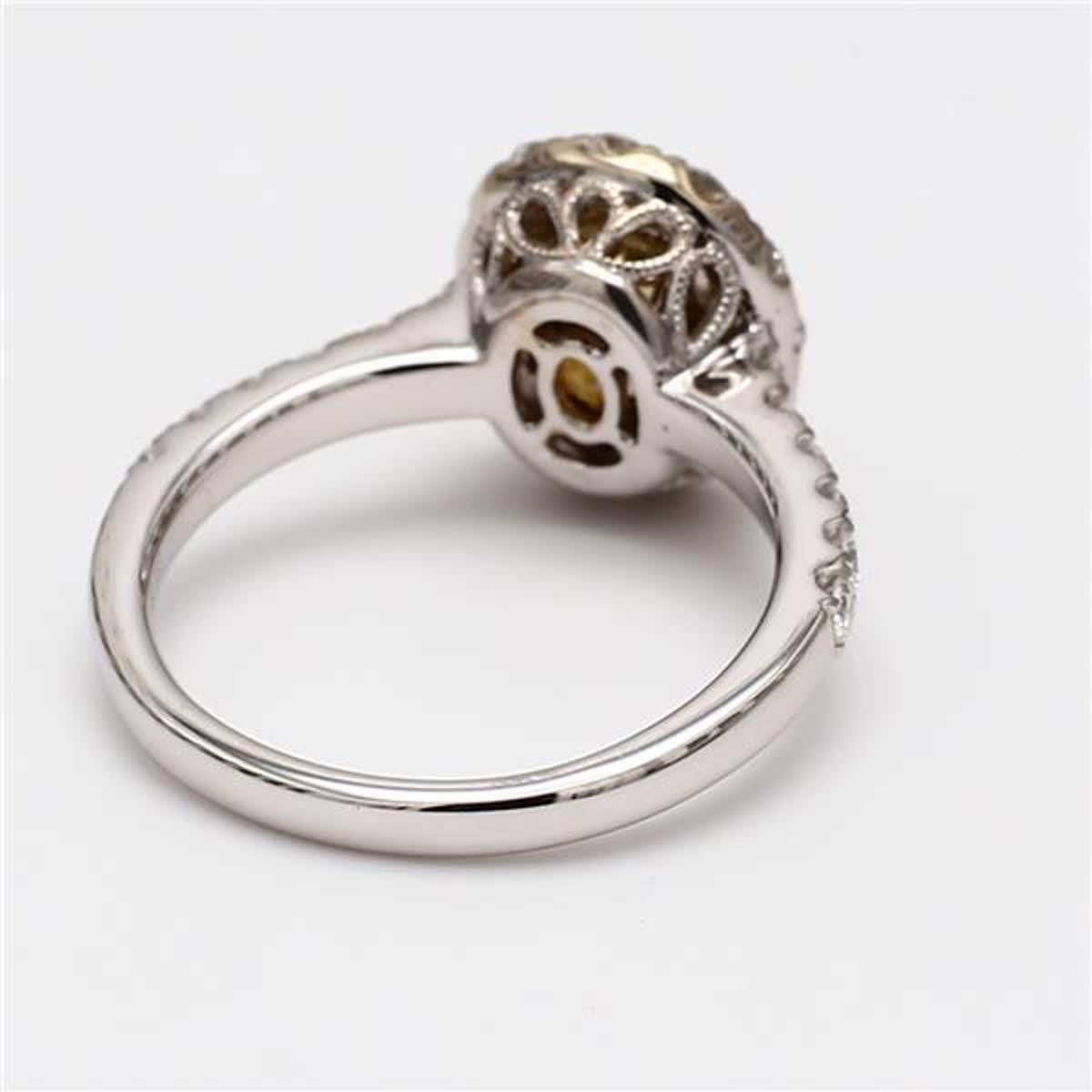 GIA Certified Natural Yellow Oval and White Diamond 1.83 Carat TW Gold Ring