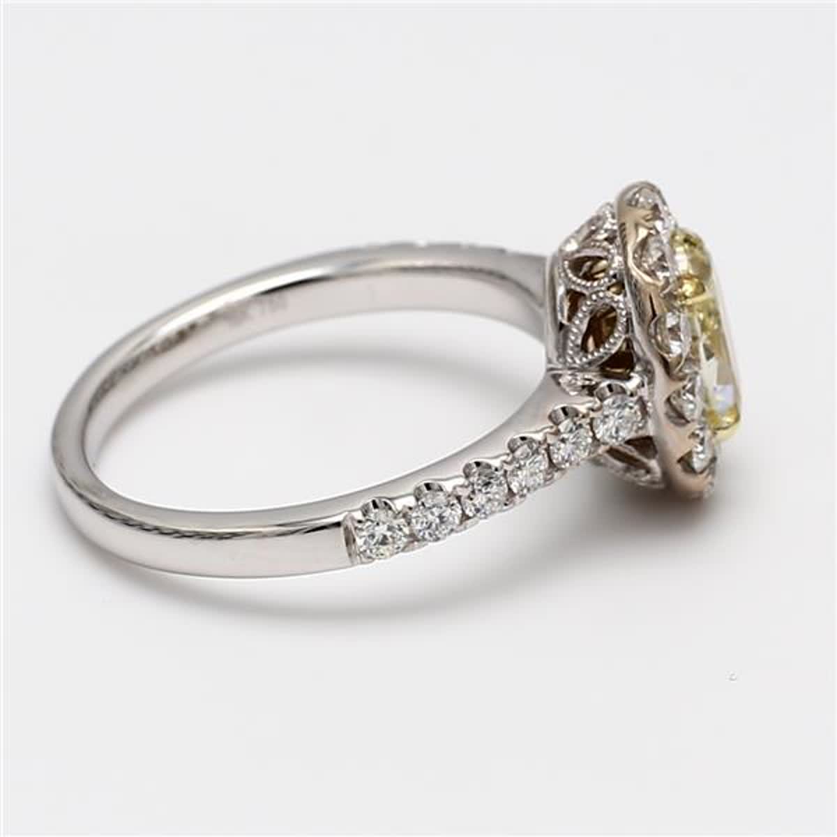 GIA Certified Natural Yellow Oval and White Diamond 1.83 Carat TW Gold Ring
