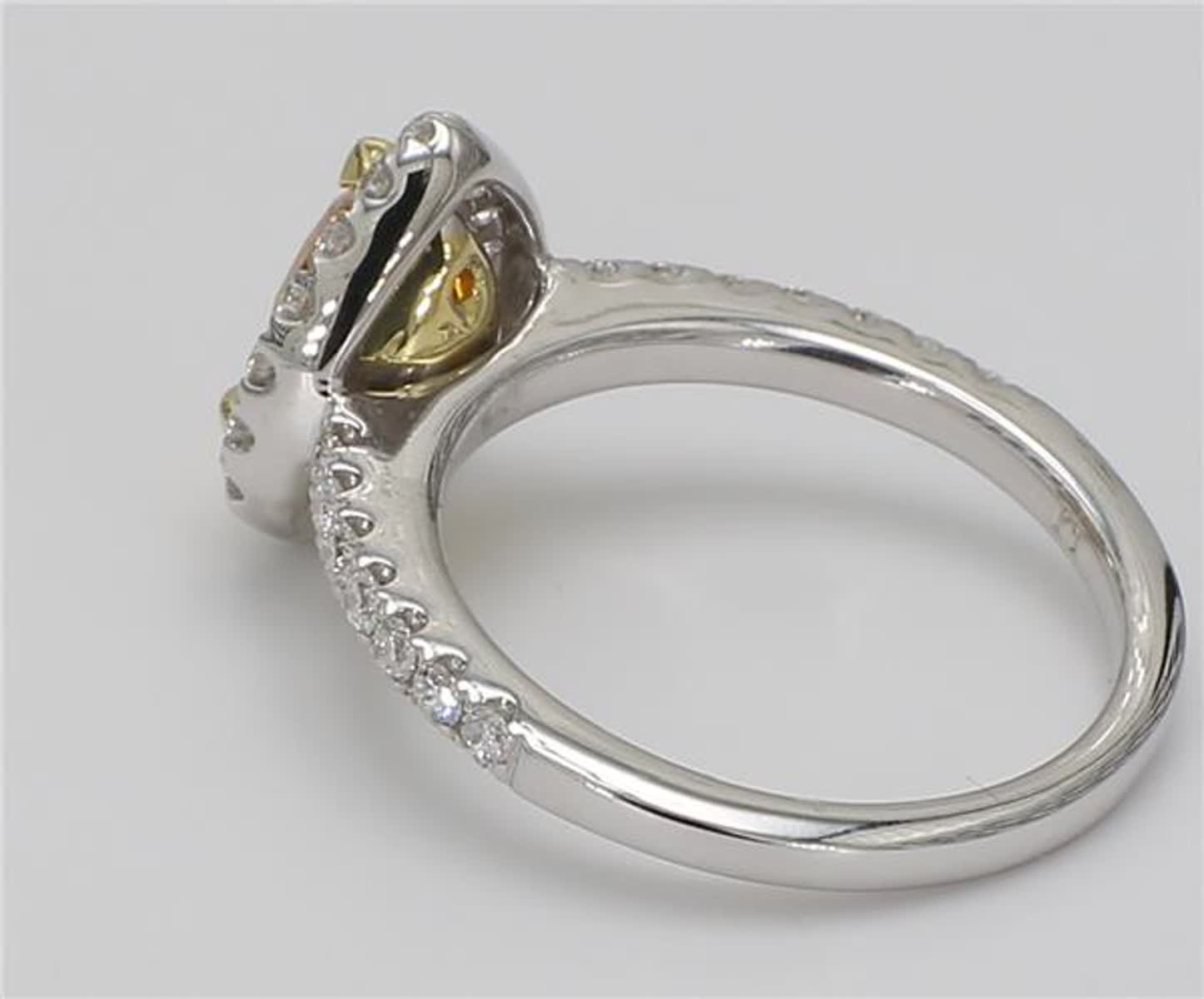 GIA Certified Natural Orange Pear and White Diamond 1.44 Carat TW Gold Ring