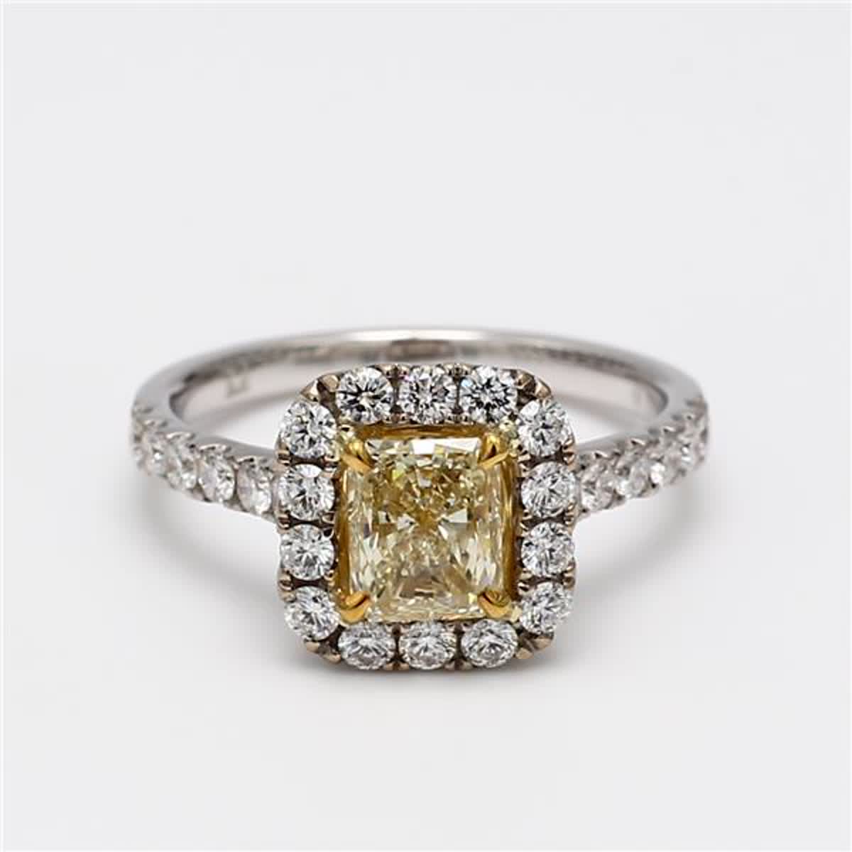 Natural Yellow Radiant and White Diamond 1.52 Carat TW Gold Cocktail Ring