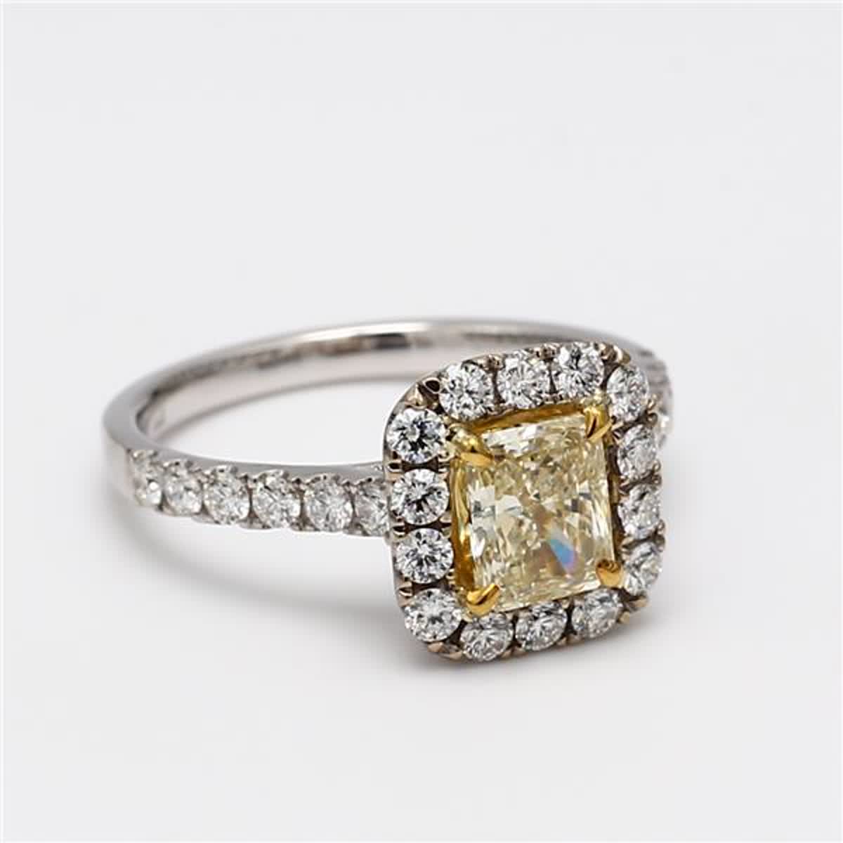 Natural Yellow Radiant and White Diamond 1.52 Carat TW Gold Cocktail Ring