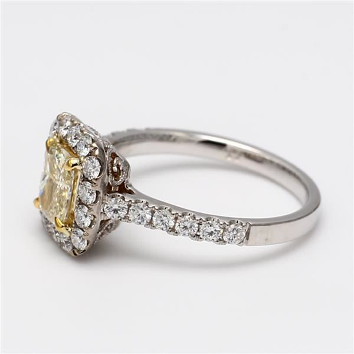 Natural Yellow Radiant and White Diamond 1.52 Carat TW Gold Cocktail Ring