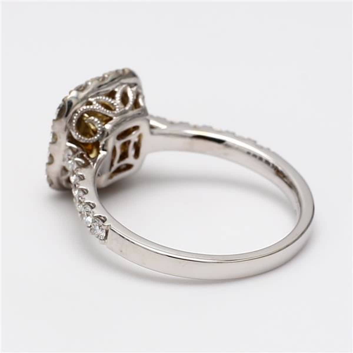 Natural Yellow Radiant and White Diamond 1.52 Carat TW Gold Cocktail Ring