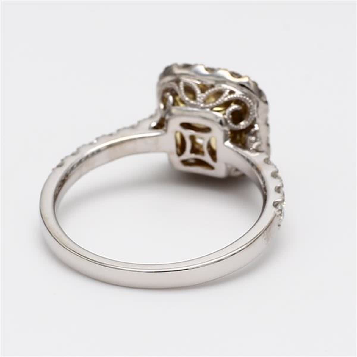 Natural Yellow Radiant and White Diamond 1.52 Carat TW Gold Cocktail Ring