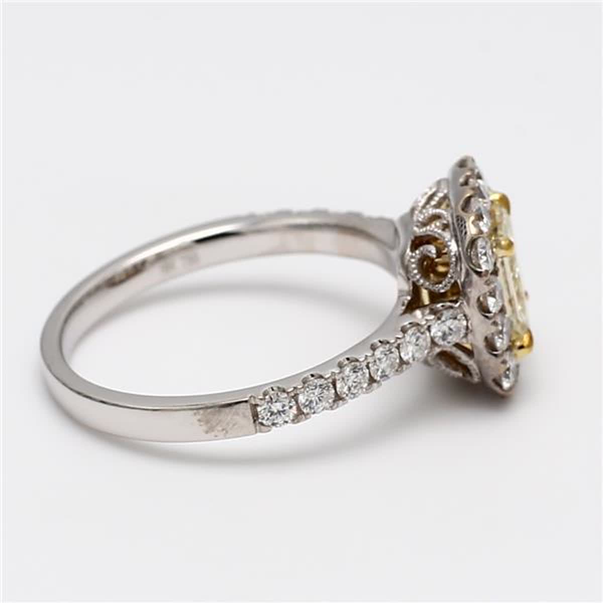 Natural Yellow Radiant and White Diamond 1.52 Carat TW Gold Cocktail Ring