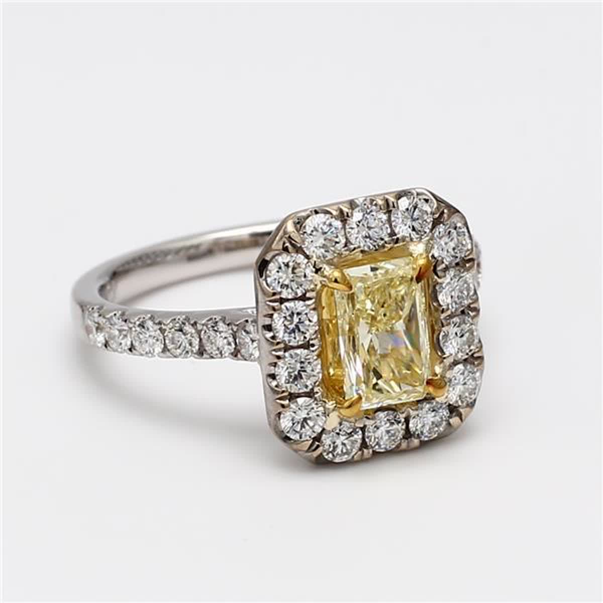 Natural Yellow Radiant and White Diamond 1.52 Carat TW Gold Cocktail Ring