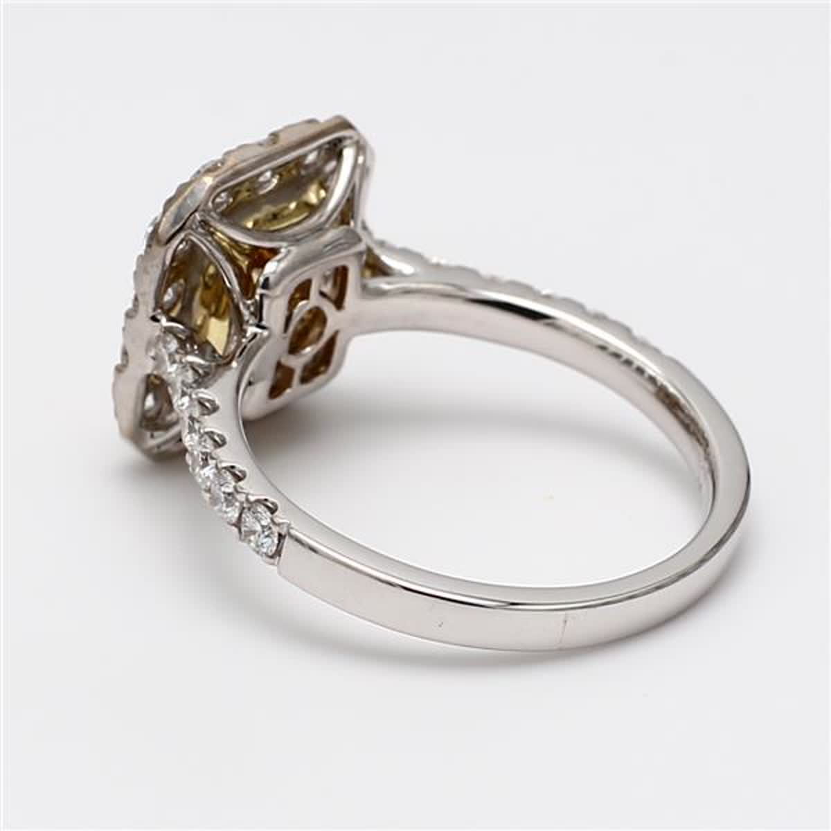 Natural Yellow Radiant and White Diamond 1.52 Carat TW Gold Cocktail Ring