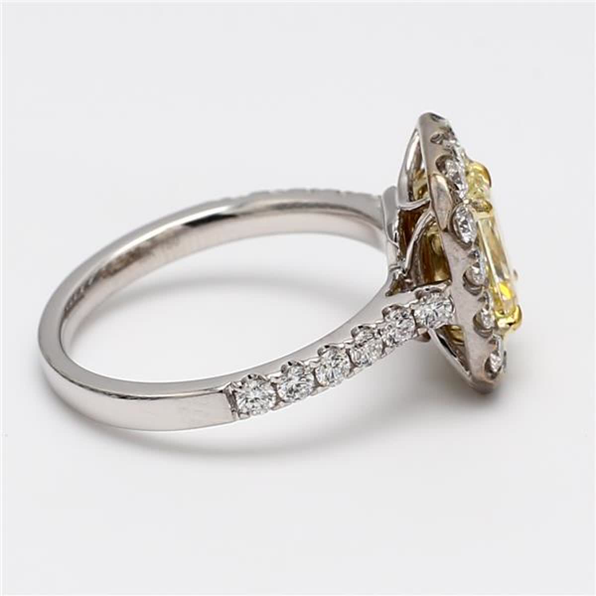 Natural Yellow Radiant and White Diamond 1.52 Carat TW Gold Cocktail Ring