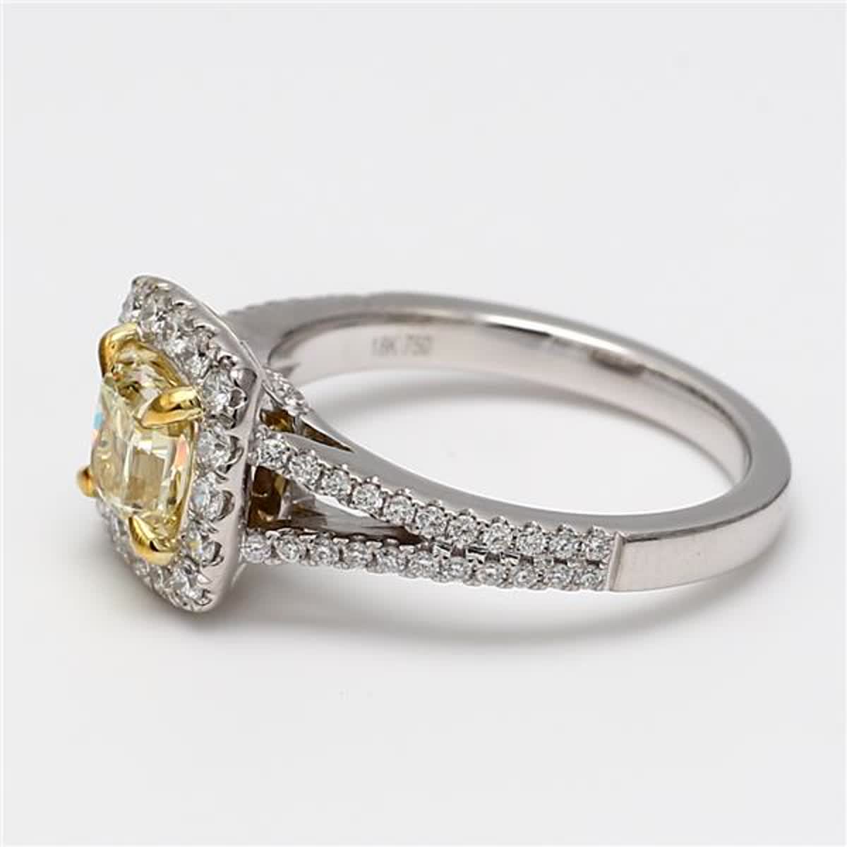 Natural Yellow Radiant and White Diamond 1.56 Carat TW Gold Cocktail Ring
