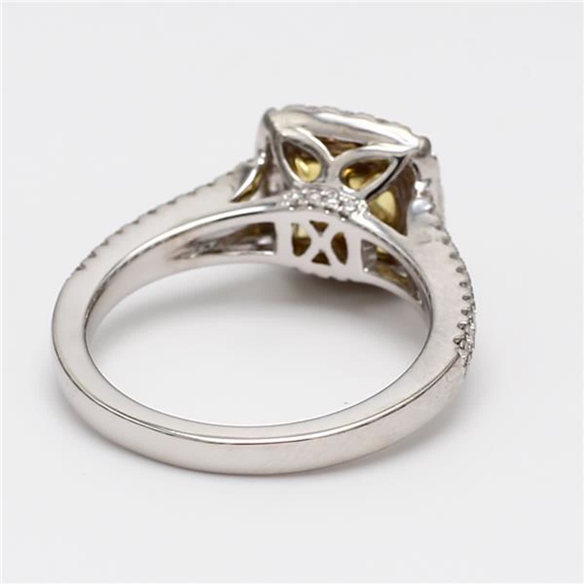 Natural Yellow Radiant and White Diamond 1.56 Carat TW Gold Cocktail Ring