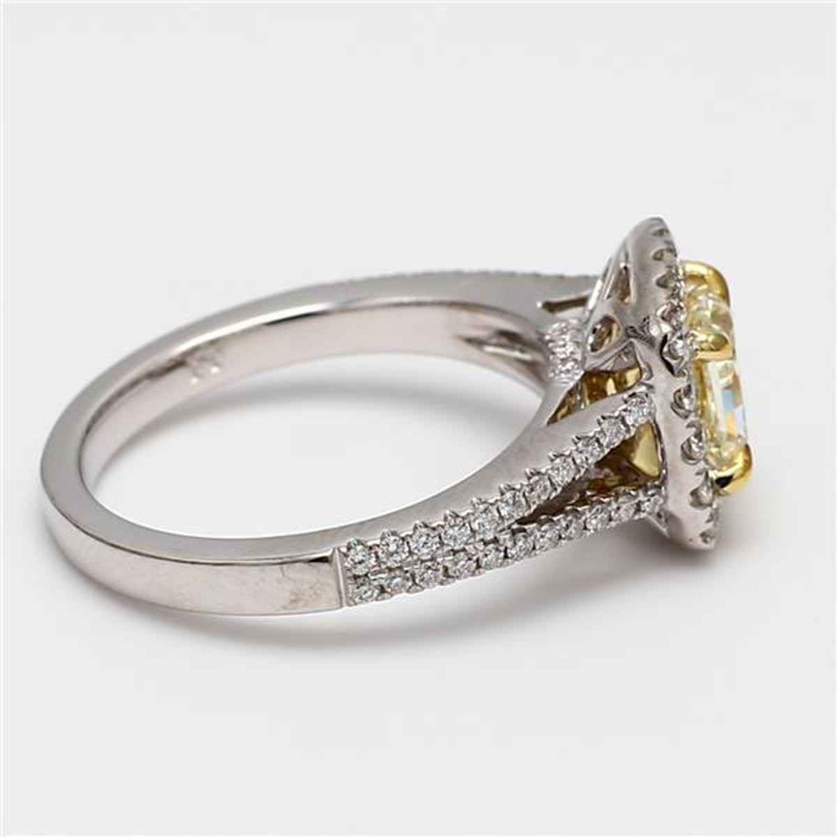 Natural Yellow Radiant and White Diamond 1.56 Carat TW Gold Cocktail Ring