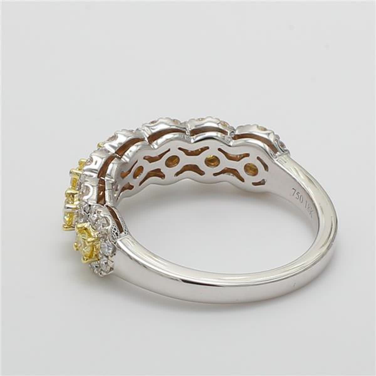Natural Yellow Round and White Diamond .86 Carat TW Gold Wedding Band