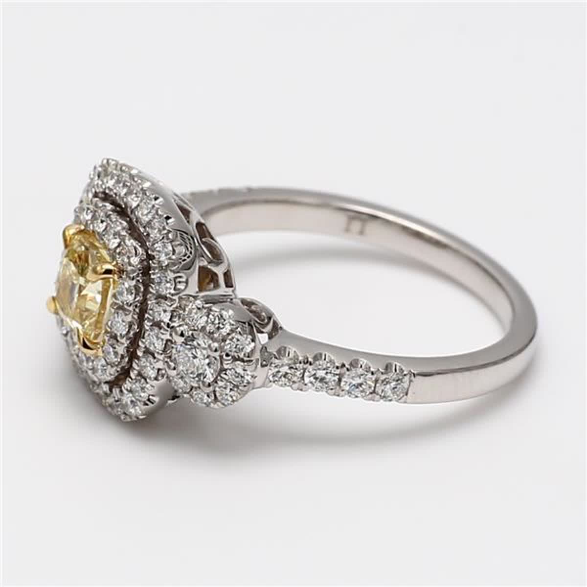 GIA Certified Natural Yellow Cushion and White Diamond 1.47 Carat TW Plat Ring
