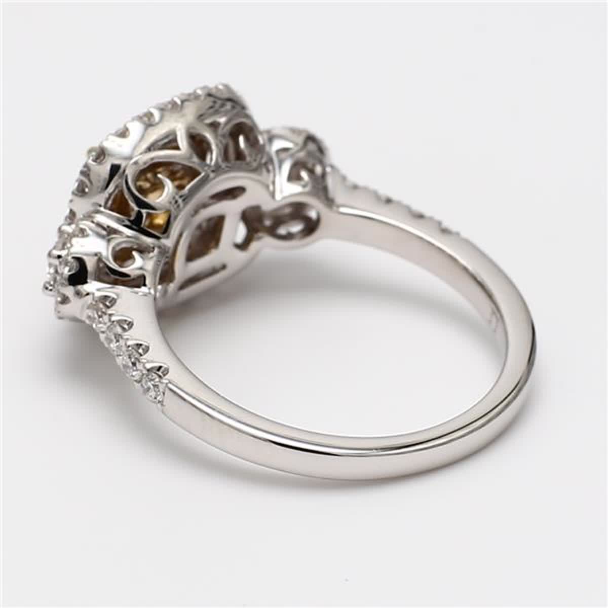 GIA Certified Natural Yellow Cushion and White Diamond 1.47 Carat TW Plat Ring