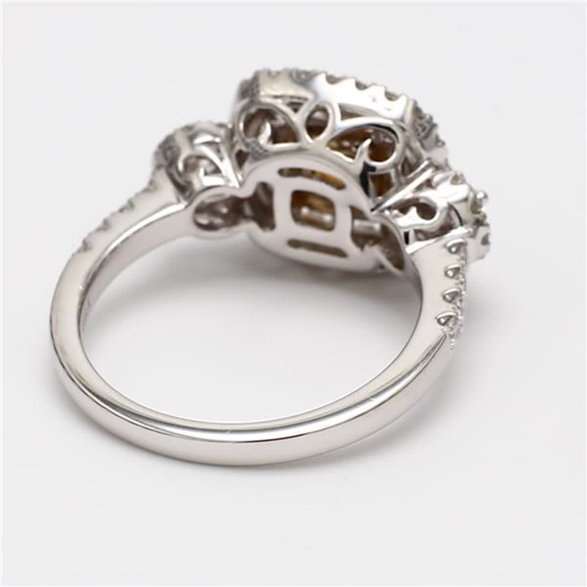 GIA Certified Natural Yellow Cushion and White Diamond 1.47 Carat TW Plat Ring