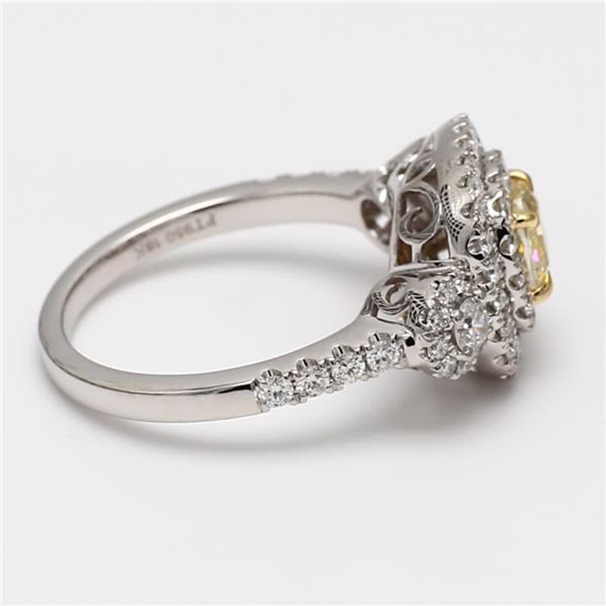 GIA Certified Natural Yellow Cushion and White Diamond 1.47 Carat TW Plat Ring
