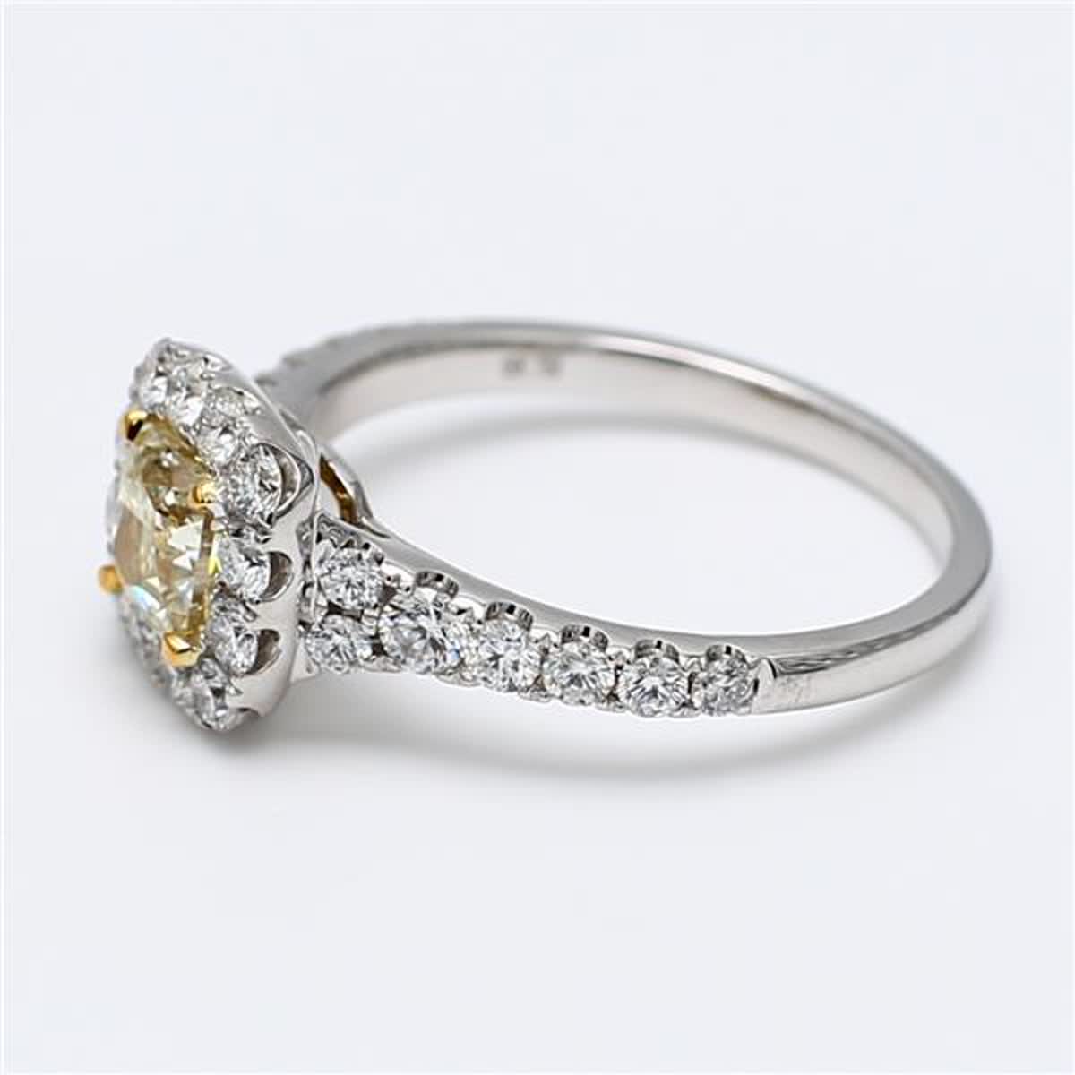 GIA Certified Natural Yellow Cushion and White Diamond 1.59 Carat TW Gold Ring
