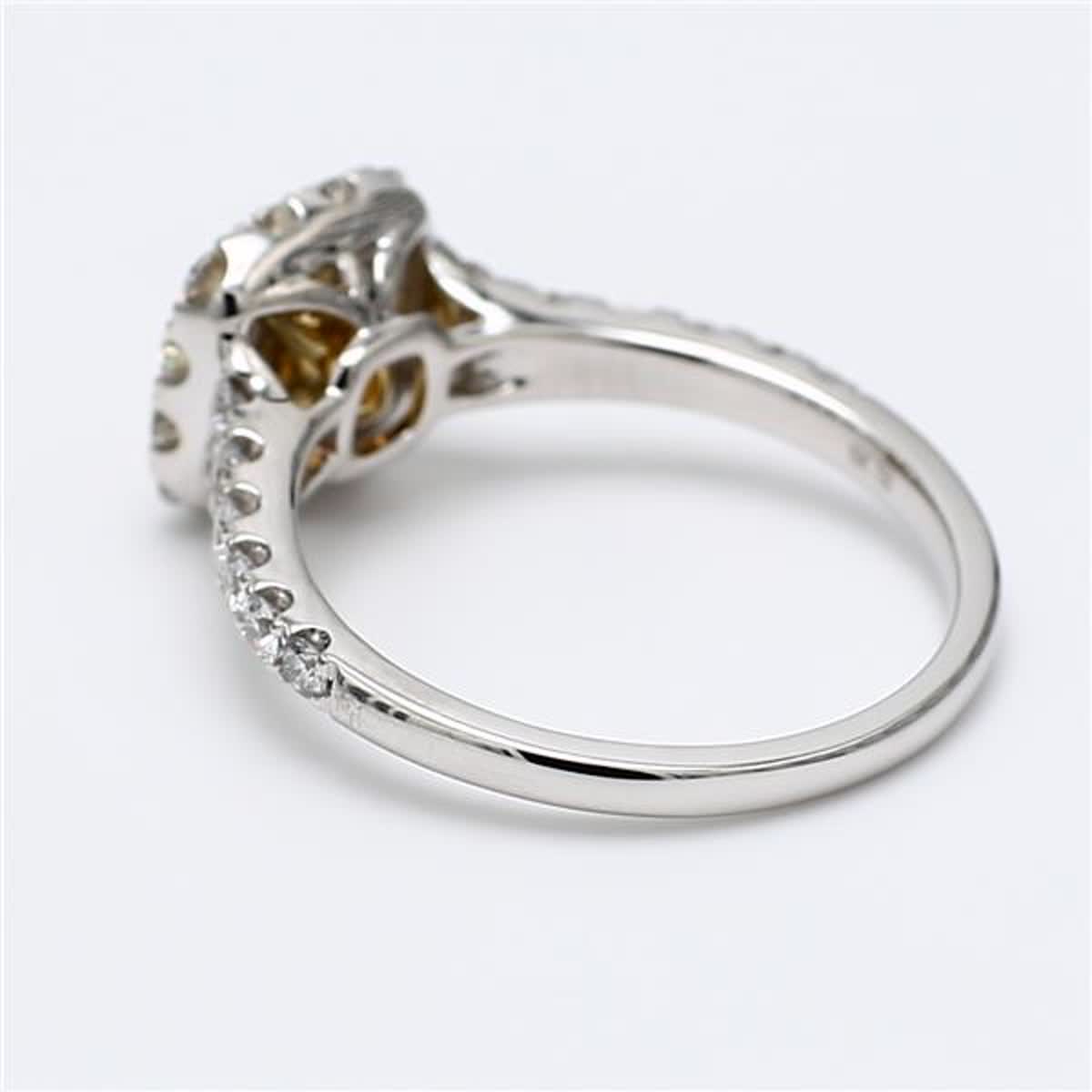 GIA Certified Natural Yellow Cushion and White Diamond 1.59 Carat TW Gold Ring