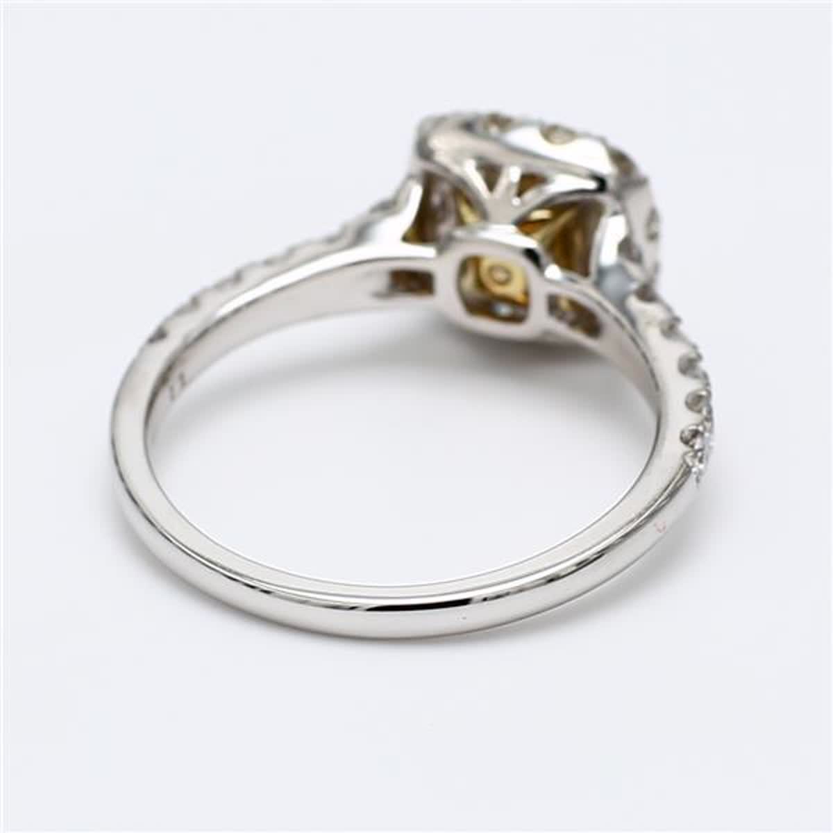 GIA Certified Natural Yellow Cushion and White Diamond 1.59 Carat TW Gold Ring