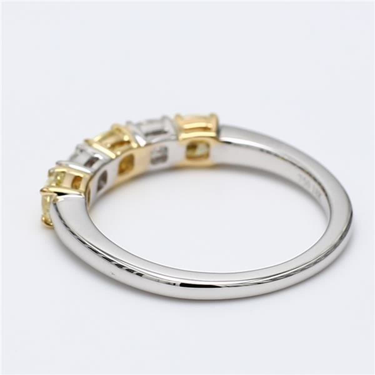 Natural Yellow Cushion and White Diamond 1.05 Carat TW Gold Wedding Band