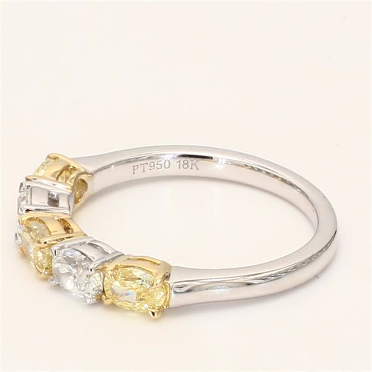 Natural Yellow Oval and White Diamond 1.70 Carat TW Gold Wedding Band