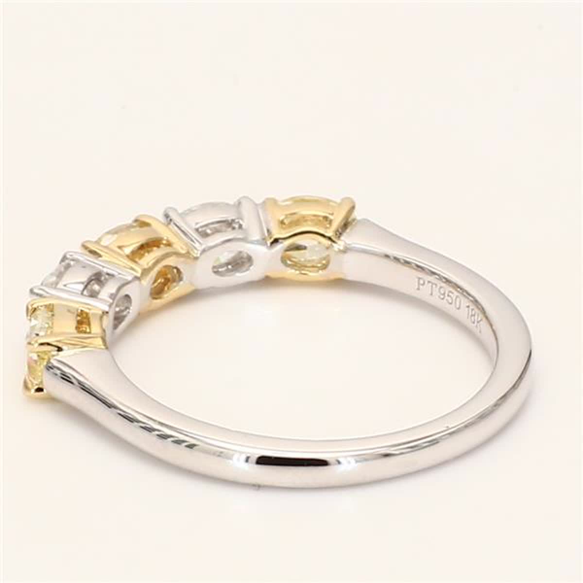 Natural Yellow Oval and White Diamond 1.70 Carat TW Gold Wedding Band