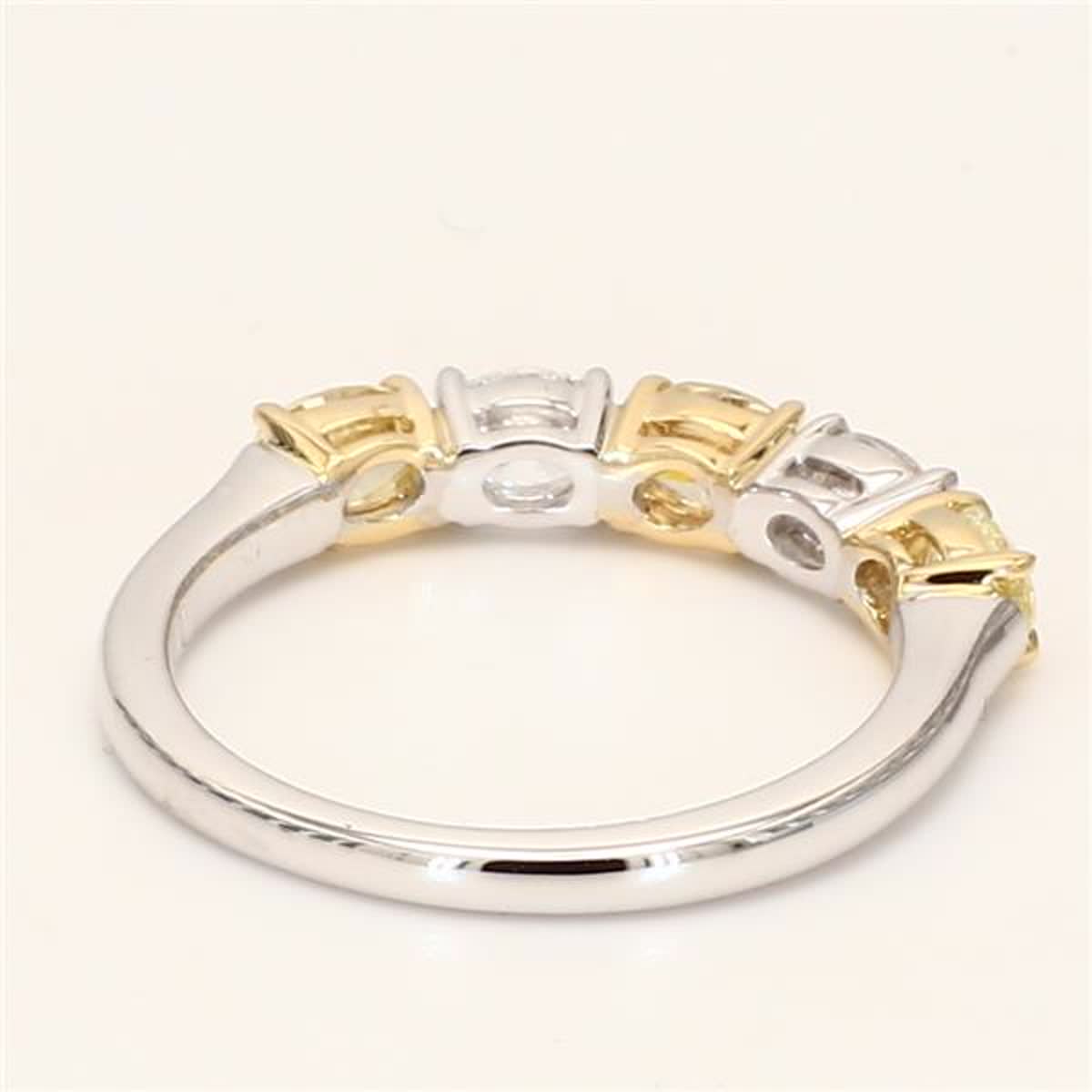 Natural Yellow Oval and White Diamond 1.70 Carat TW Gold Wedding Band