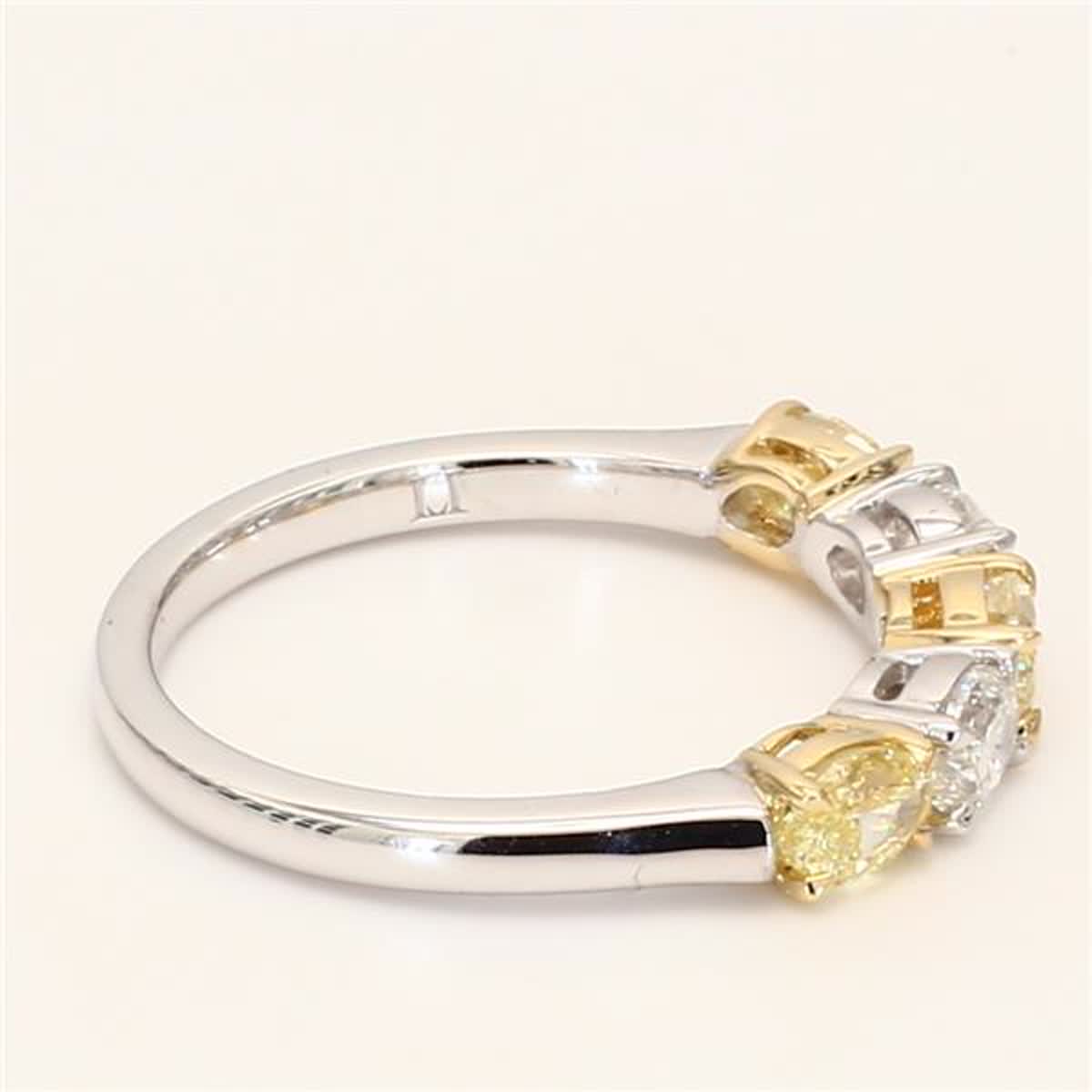 Natural Yellow Oval and White Diamond 1.70 Carat TW Gold Wedding Band