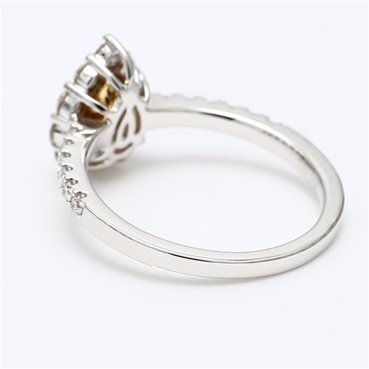 Natural Yellow Pear and White Diamond .98 Carat TW Gold Cocktail Ring