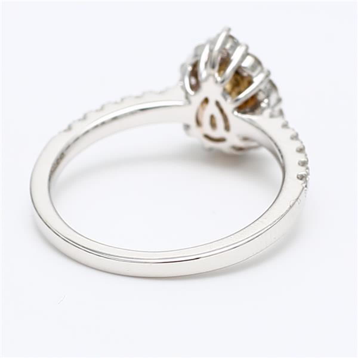 Natural Yellow Pear and White Diamond .98 Carat TW Gold Cocktail Ring