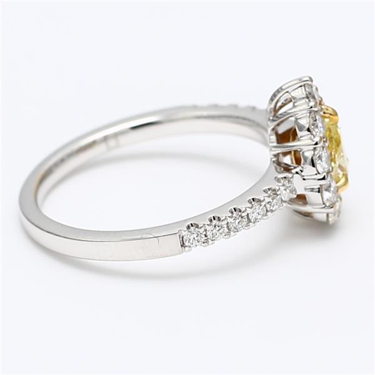 Natural Yellow Pear and White Diamond .98 Carat TW Gold Cocktail Ring