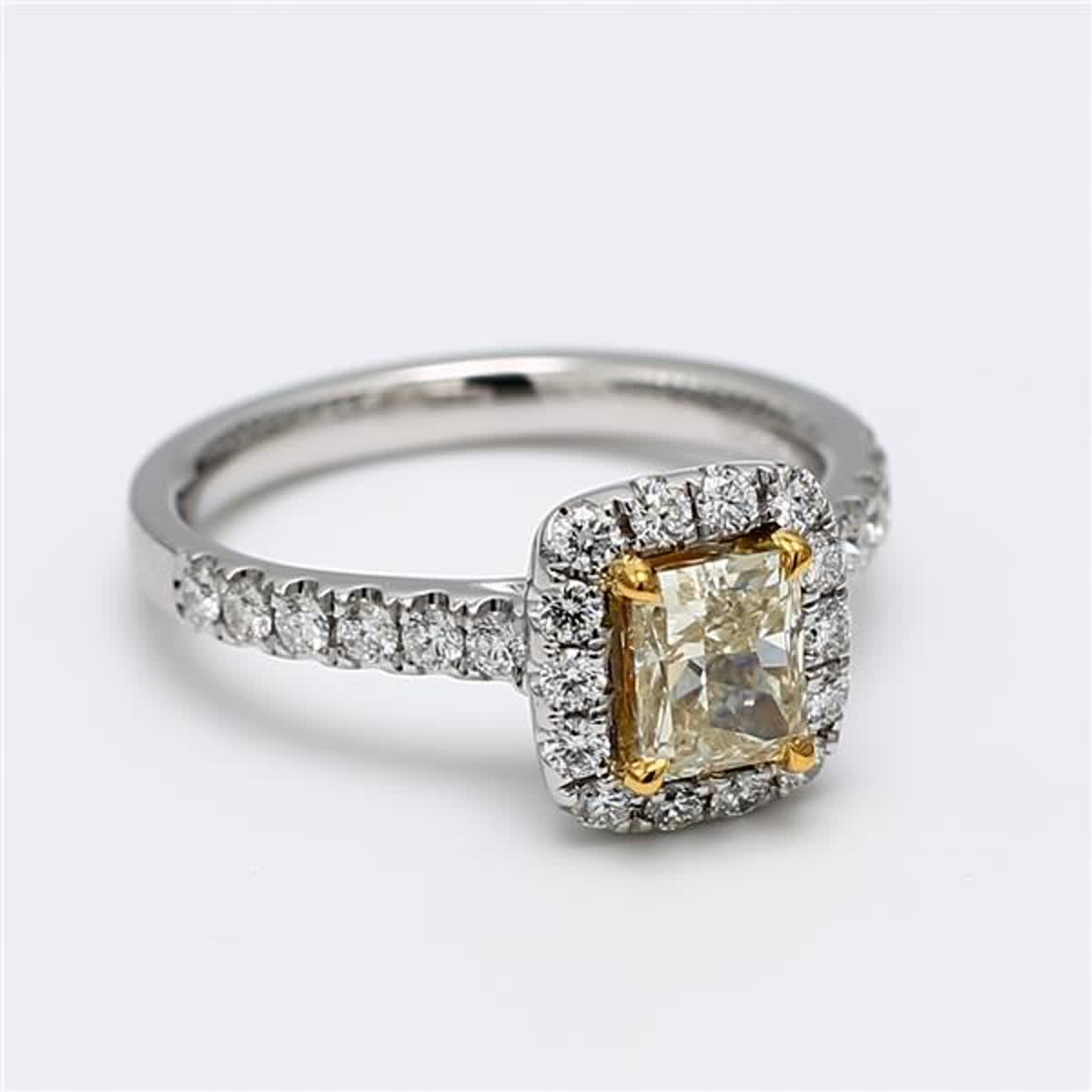 GIA Certified Natural Yellow Radiant and White Diamond 1.51 Carat TW Plat Ring