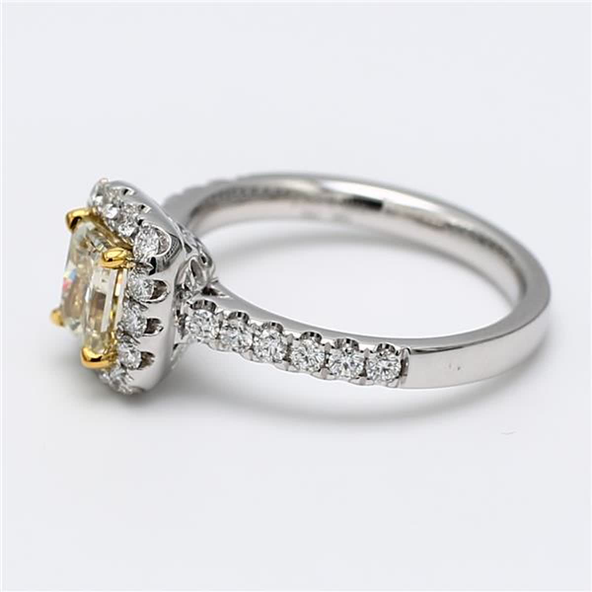 GIA Certified Natural Yellow Radiant and White Diamond 1.51 Carat TW Plat Ring