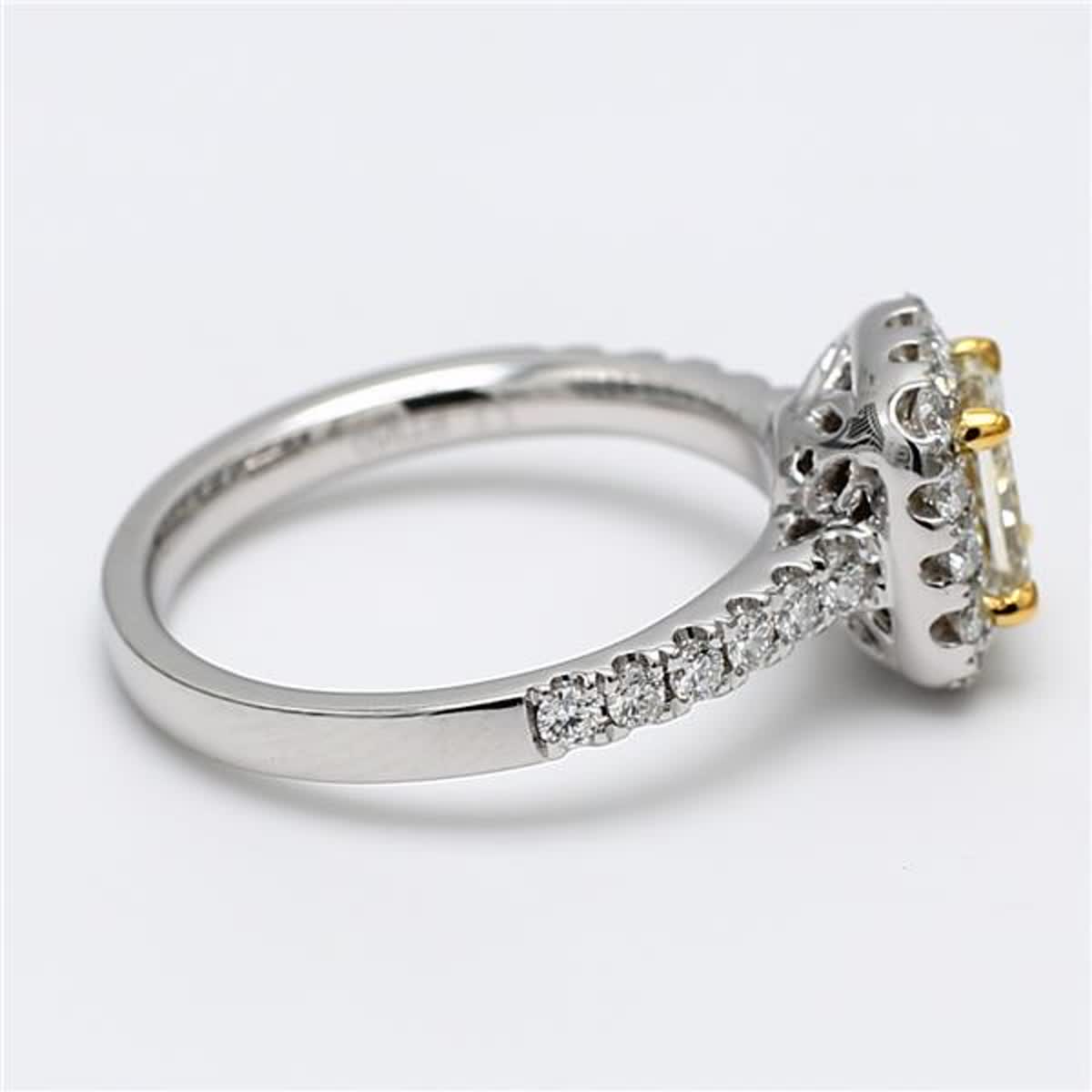 GIA Certified Natural Yellow Radiant and White Diamond 1.51 Carat TW Plat Ring