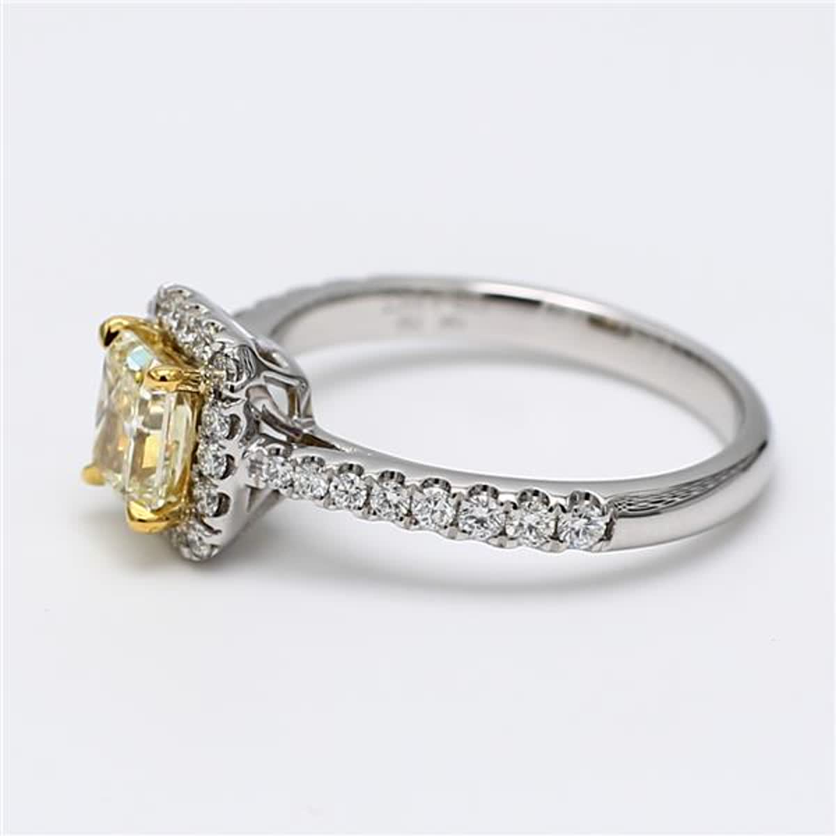 GIA Certified Natural Yellow Radiant and White Diamond 1.33 Carat TW Plat Ring