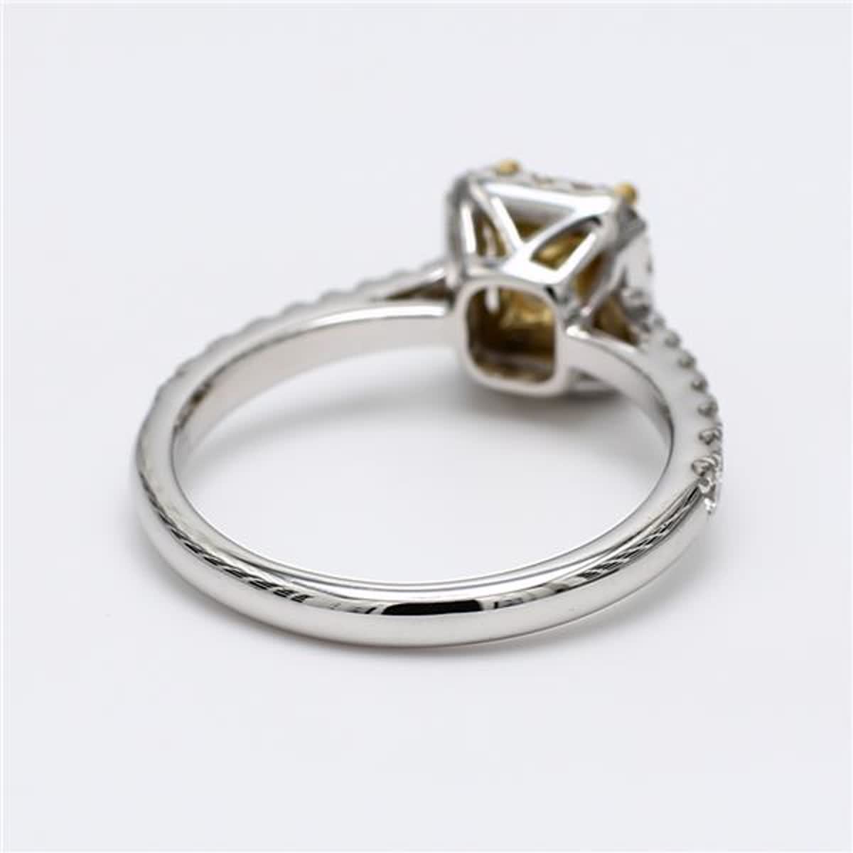 GIA Certified Natural Yellow Radiant and White Diamond 1.33 Carat TW Plat Ring