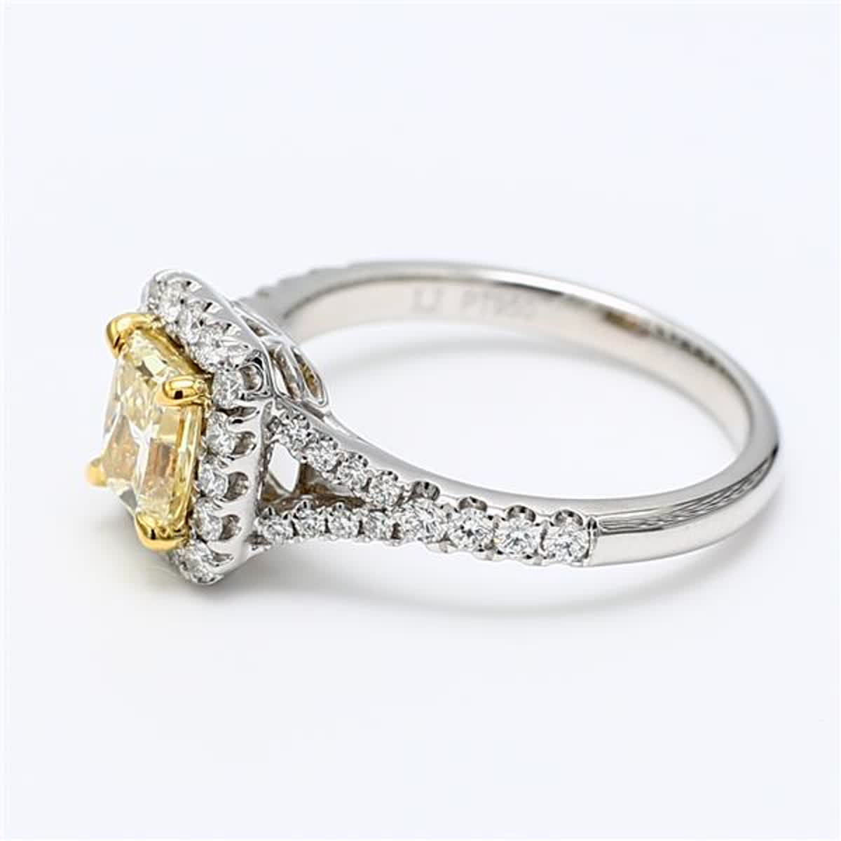 GIA Certified Natural Yellow Radiant and White Diamond 1.41 Carat TW Plat Ring