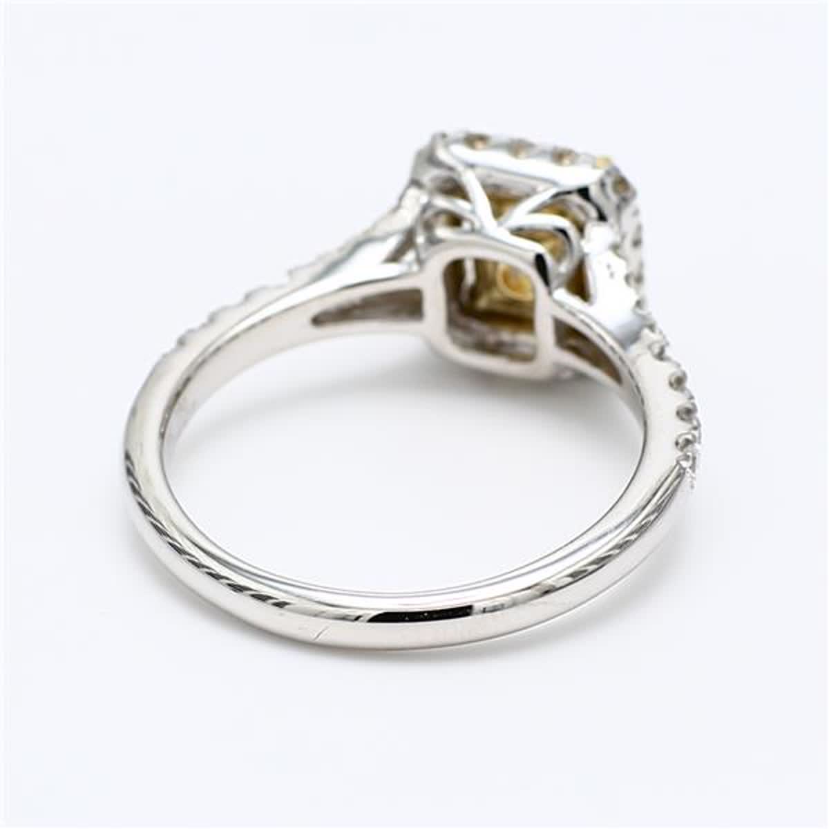 GIA Certified Natural Yellow Radiant and White Diamond 1.41 Carat TW Plat Ring