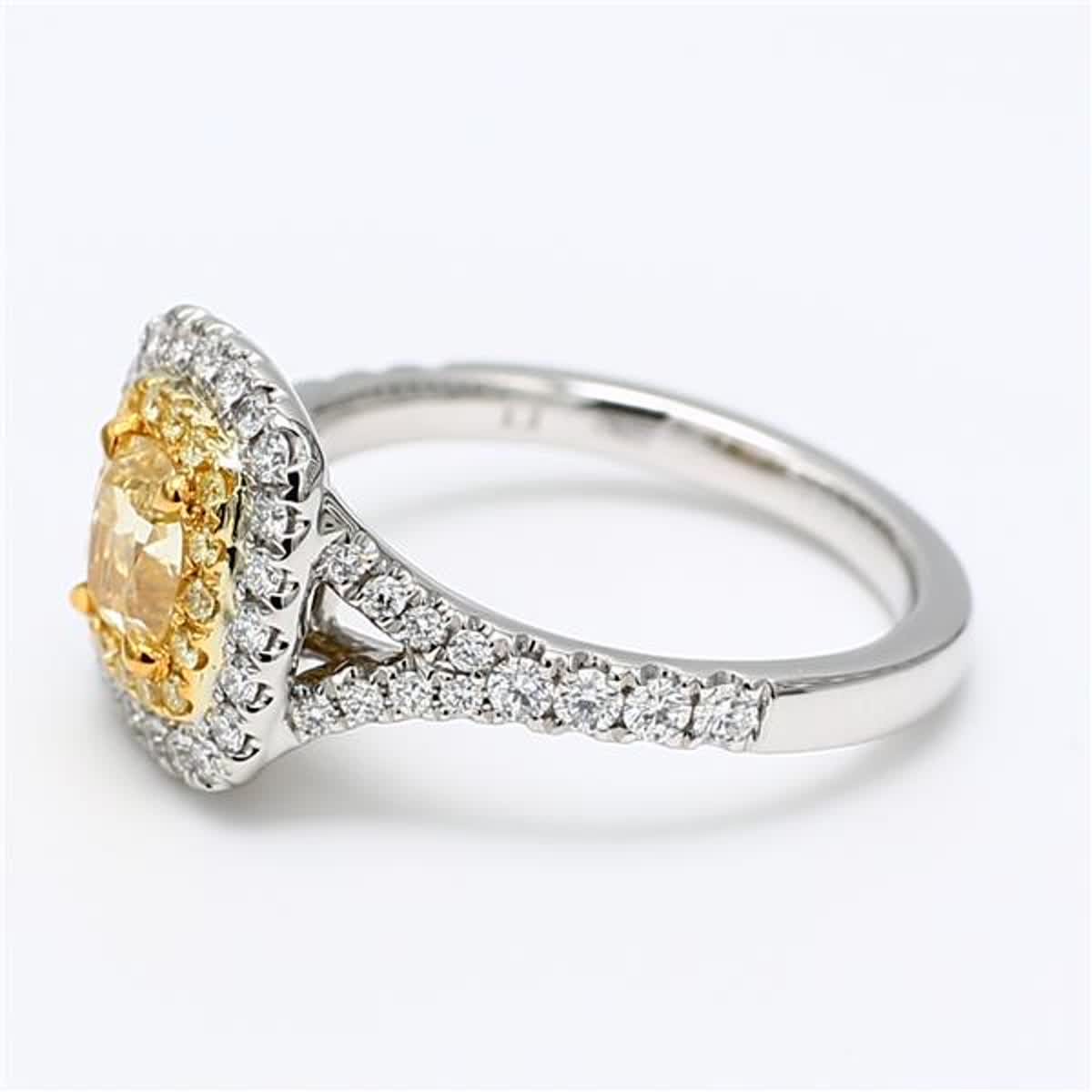 GIA Certified Natural Yellow Cushion and White Diamond 1.51 Carat TW Plat Ring