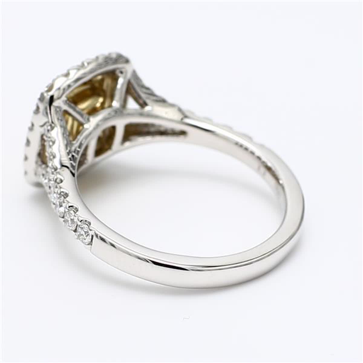 GIA Certified Natural Yellow Cushion and White Diamond 1.51 Carat TW Plat Ring