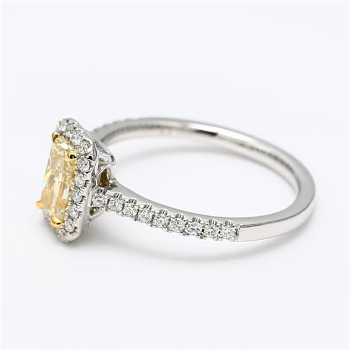 GIA Certified Natural Yellow Radiant and White Diamond 1.09 Carat TW Plat Ring