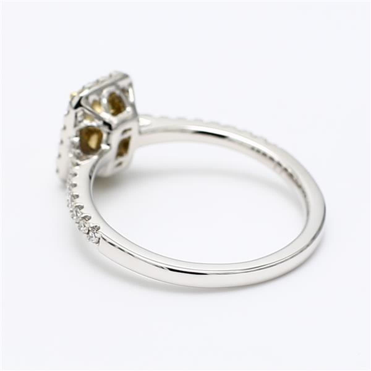 GIA Certified Natural Yellow Radiant and White Diamond 1.09 Carat TW Plat Ring