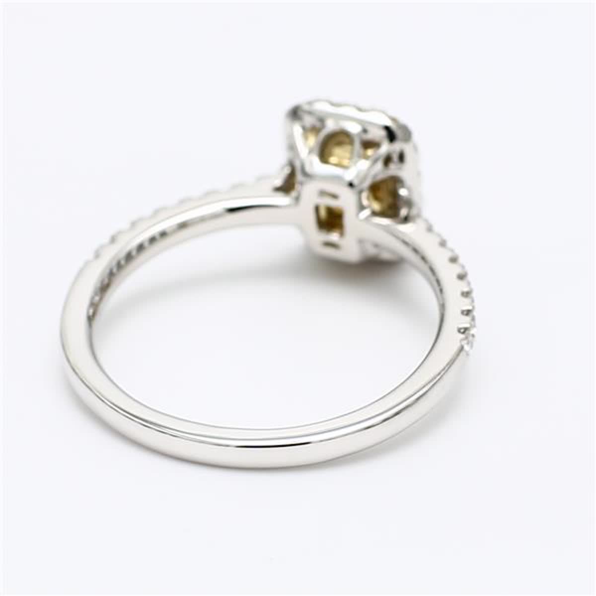 GIA Certified Natural Yellow Radiant and White Diamond 1.09 Carat TW Plat Ring
