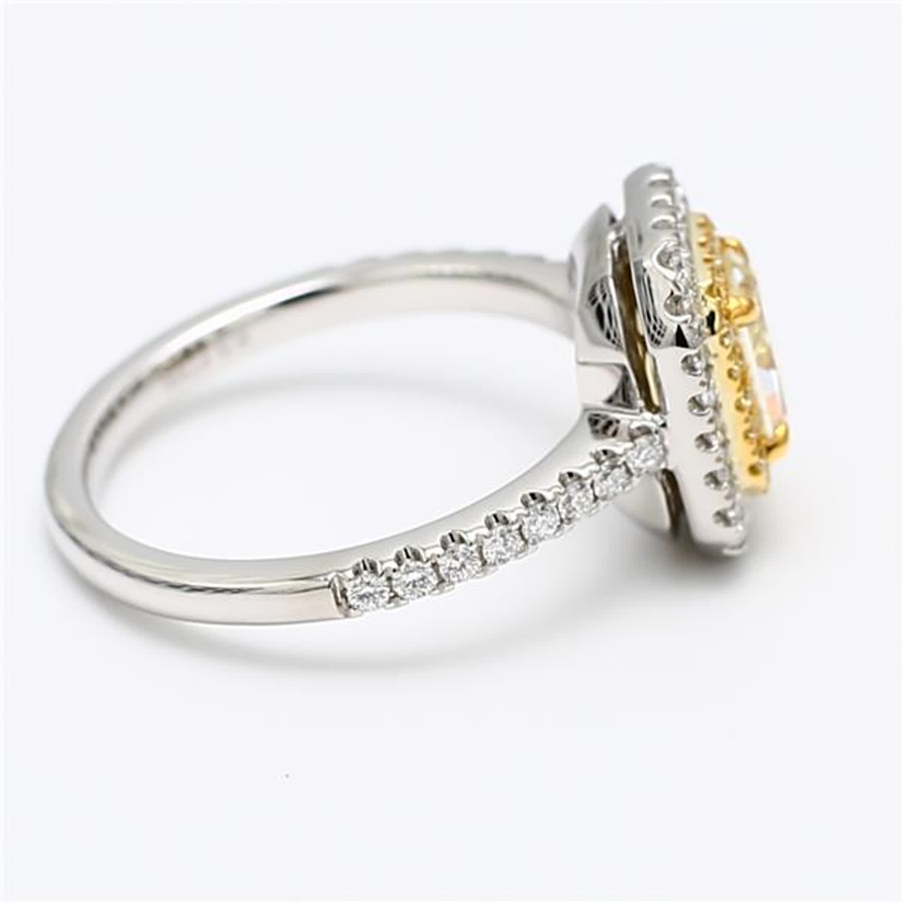 GIA Certified Natural Yellow Radiant and White Diamond 1.35 Carat TW Plat Ring