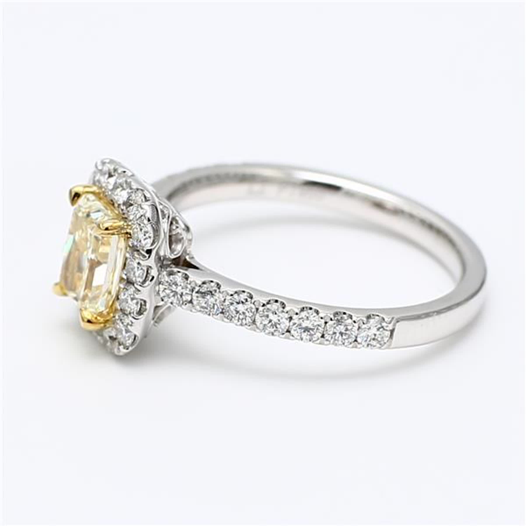 GIA Certified Natural Yellow Radiant and White Diamond 1.68 Carat TW Plat Ring