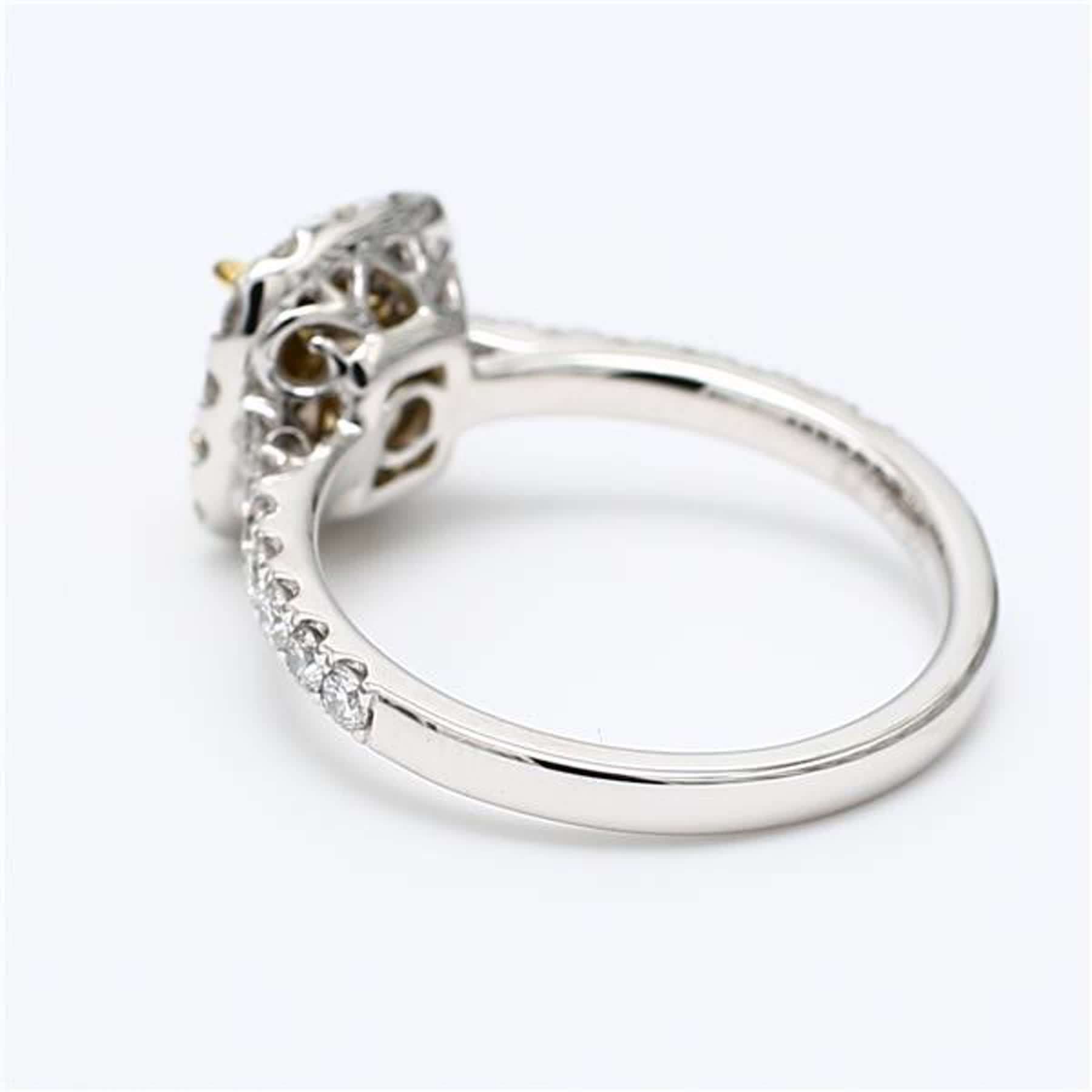 GIA Certified Natural Yellow Radiant and White Diamond 1.68 Carat TW Plat Ring