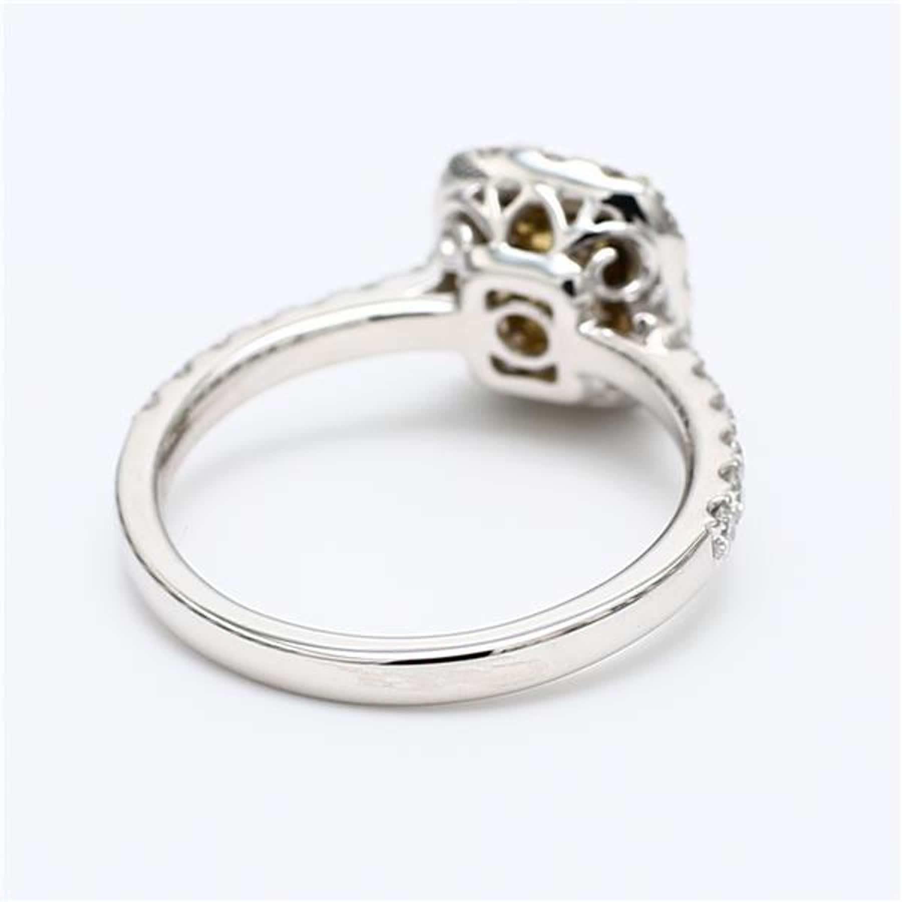 GIA Certified Natural Yellow Radiant and White Diamond 1.68 Carat TW Plat Ring