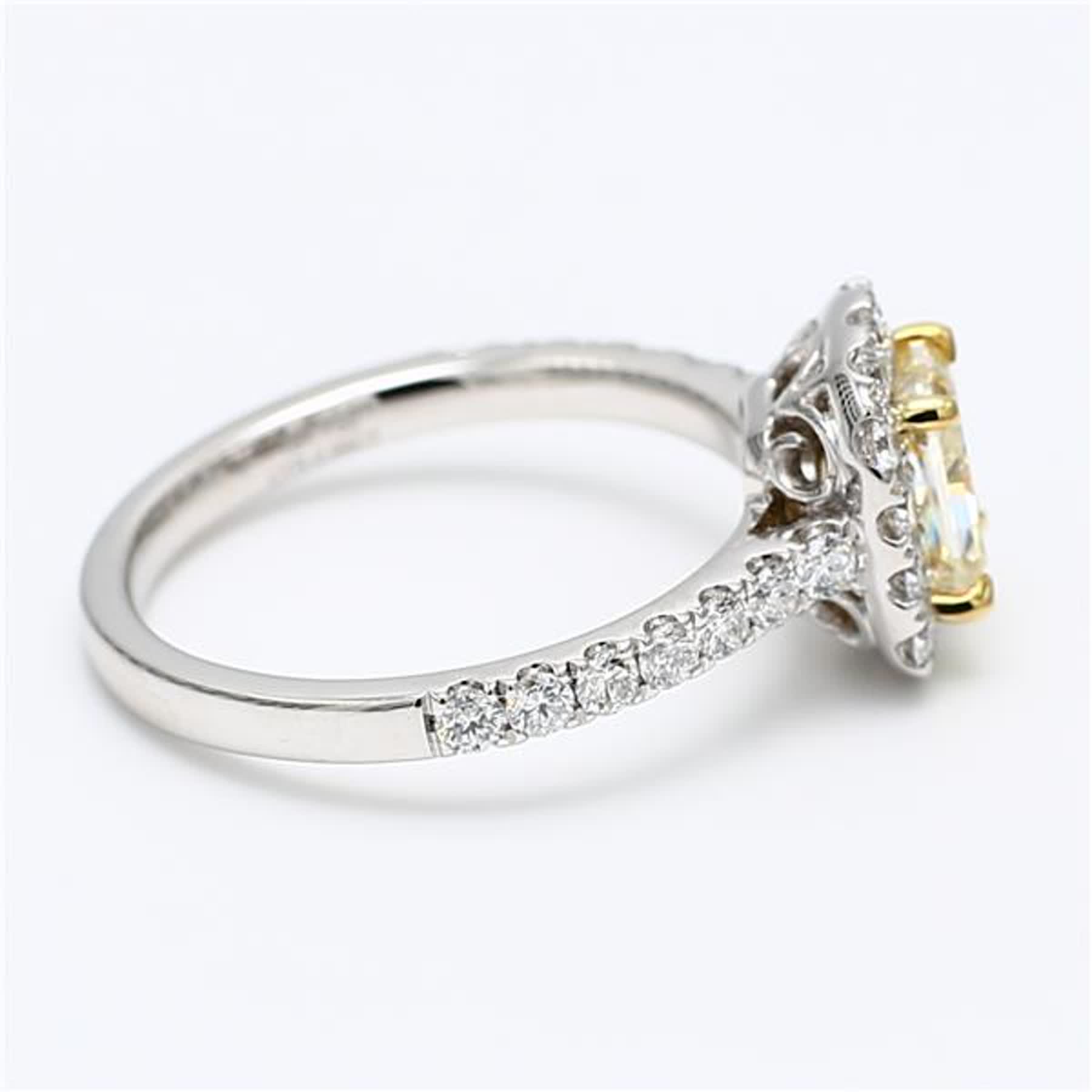 GIA Certified Natural Yellow Radiant and White Diamond 1.68 Carat TW Plat Ring