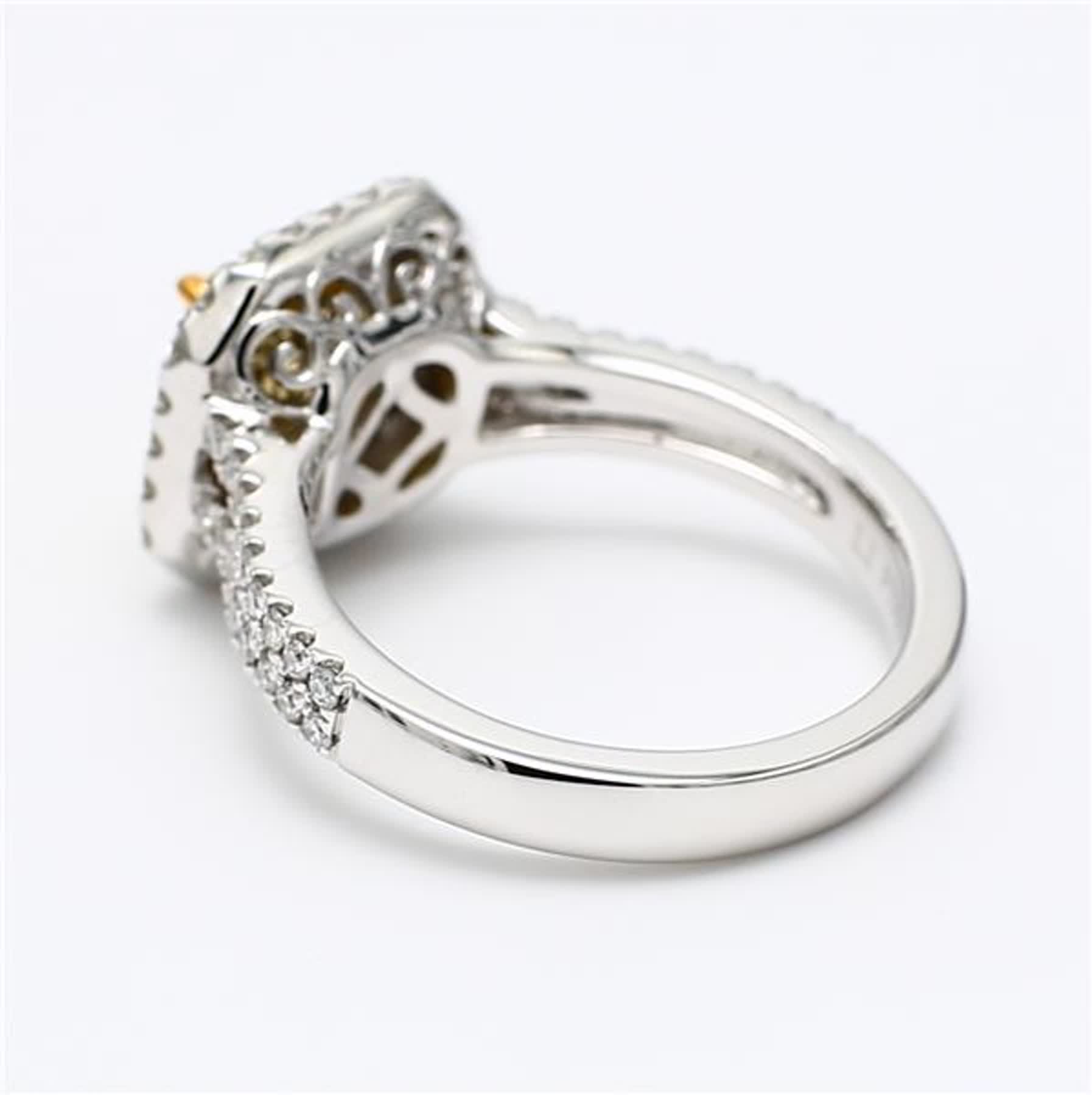 GIA Certified Natural Yellow Radiant and White Diamond 1.59 Carat TW Plat Ring